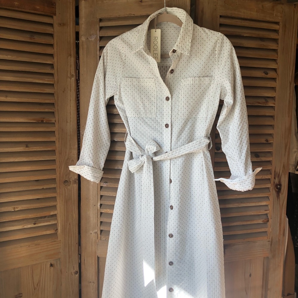 Natural white MIDI shirt dress